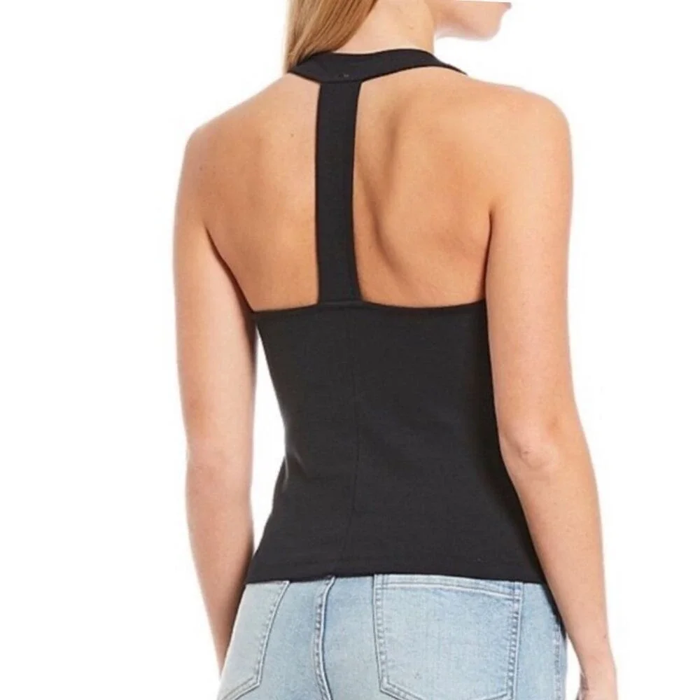 NWT Free People Sleek Black Halter‎ Tank with Open Back Design
